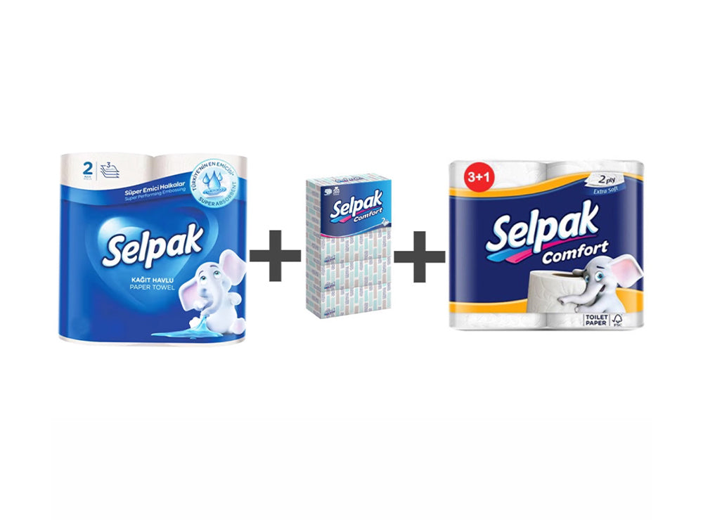 Bundle 5 - Selpak Mix 1 Kitchen Roll + 4 Toilet Roll + Facial Tissue 400 Sheets