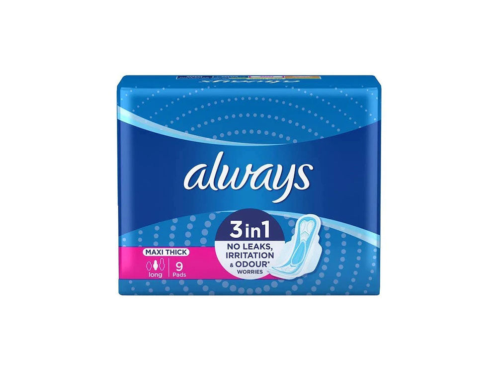 Always Maxi Thick Long 3 In 1 No Leaks Irritation & Odor