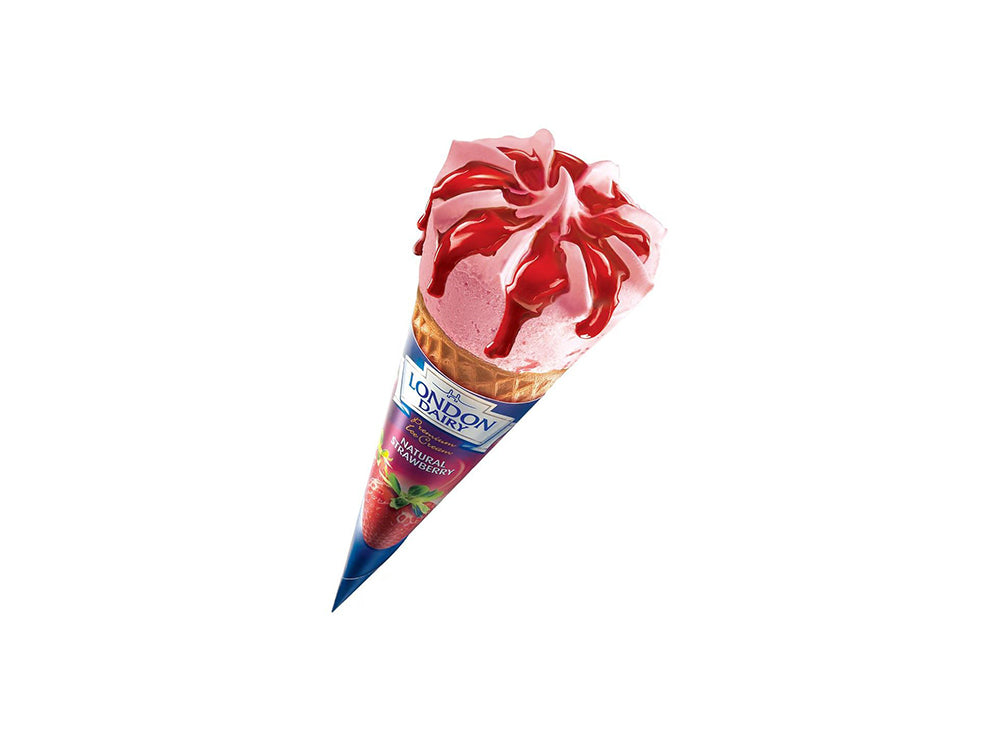 London Dairy Natural Strawberry Cone Ice Cream