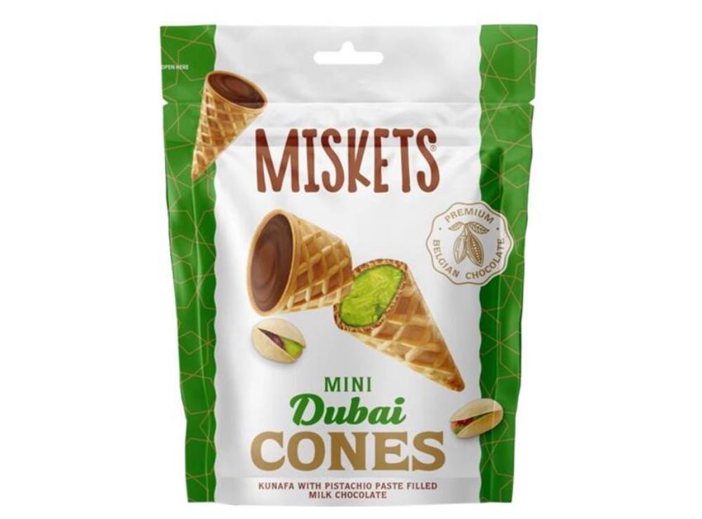 Miskets Mini Dubai Cones Kunafa With Pistachio Paste Filled Milk Chocolate