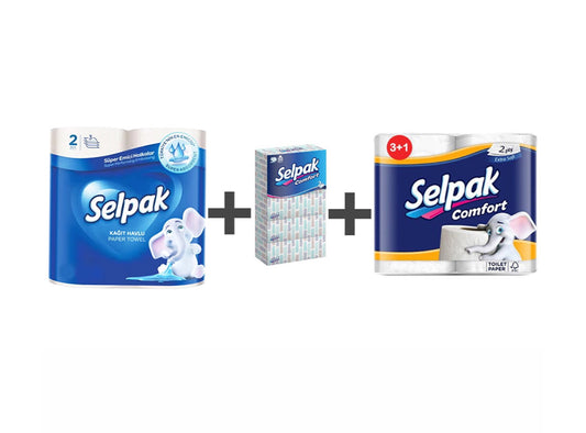 Bundle 5 - Selpak Mix 1  Kitchen Roll + 4 Toilet Roll + Facial Tissue 400 Sheets