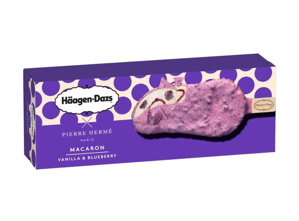 Haagen - Dazs Pierre Herme Paris Macaron Vanilla And Blueberry Ice Cream Stick