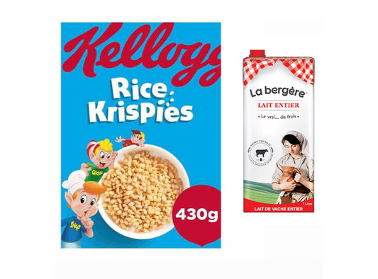 Bundle 16 - 1 Ltr La Bergere Milk Full Fat + 510g Kellogg's Rice Krispies